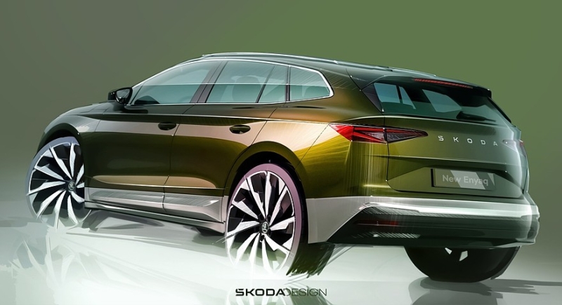 Популярный кроссовер Skoda Enyaq готовится к рестайлингу: официальные эскизы